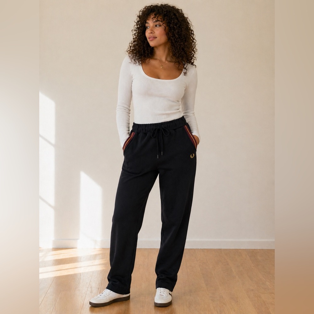 Fred Perry Black Joggers with Red Trim